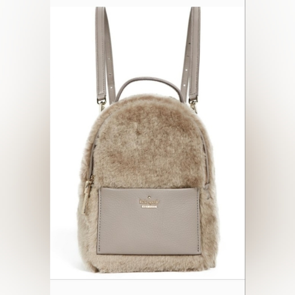 Kate Spade Finer Things Merry Mini Leather Shearling Backpack Crossbody Bag - Picture 7 of 11